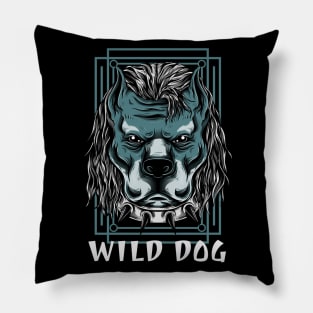 Wild Dog / Pit Bull Cartoon Design / For Pit Bull Lovers / Urban Streetwear Pit Bull Design / Gift For Dog Person Pillow