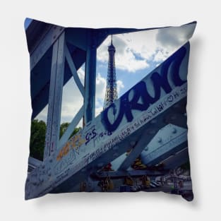 Eiffel Tower and Love Padlocks, Paris Pillow