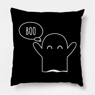 Cute Spooky Ghost saying BOO minimal design Pillow