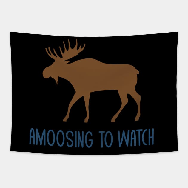 Amoosing To Watch Funny Moose Pun Jokes Humor Tapestry by mrsmitful01