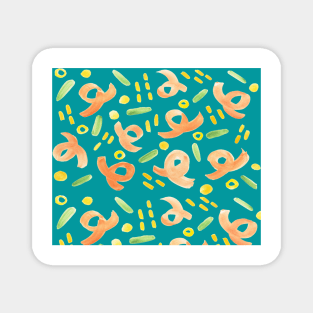 Turquoise and Orange Pattern Magnet