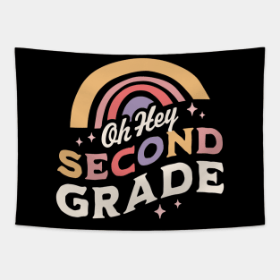 Oh Hey Second Grade Back To School Students Teacher Rainbow Tapestry