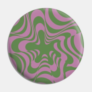 Abstract Groovy Retro Liquid-Swirl Green Purple Pattern Pin