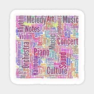 Melody Music Orchestra Silhouette Shape Text Word Cloud Magnet