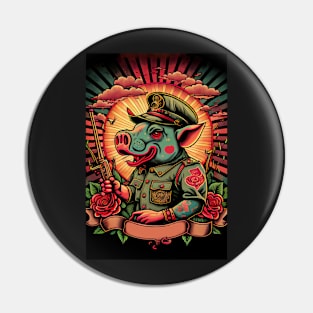 Psychedelic Pig Soldier Pin