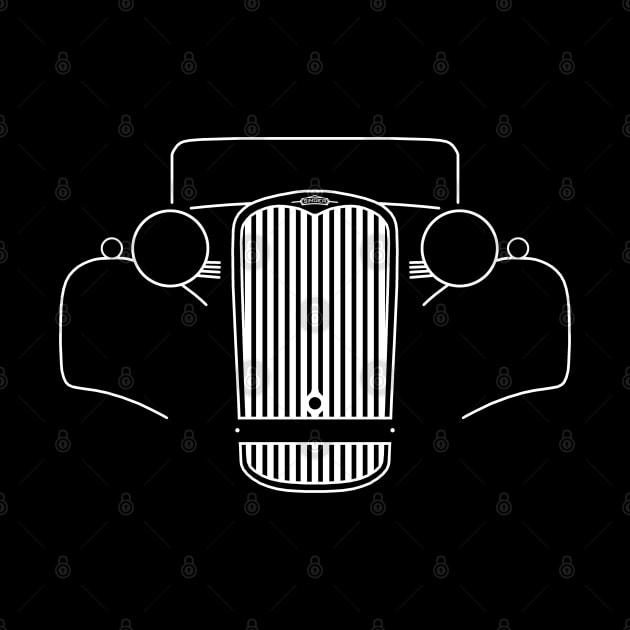 Singer Nine Roadster 1940s British classic car white outline graphic by soitwouldseem