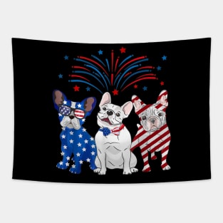 French Bulldog American Flag 4th Of July Tapestry