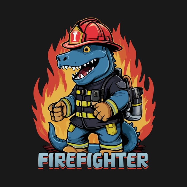 Firesaurus Dinosaur Firefighter Gift by GrafiqueDynasty