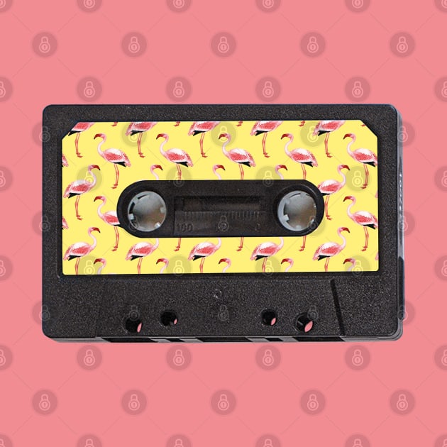 Cassette Tape Vintage Flamingo Yellow by CocoFlower