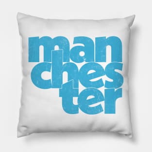 Manchester / Retro Style Typography Design Pillow