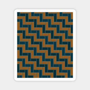 Geometric Tiles in Dark Tan, Green and Teal Magnet