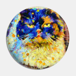 Blue Faced Cat in the Style of Van Gogh Pin