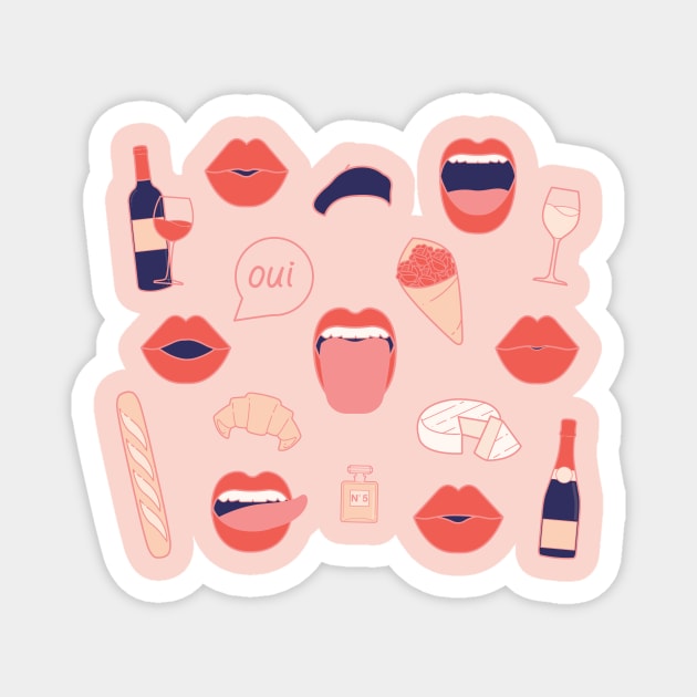 French Kiss Magnet by LoverlyPrints