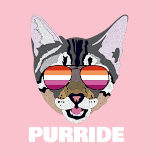 PURRIDE - Cute Cat Sunglasses Lesbian Pride Flag T-Shirt