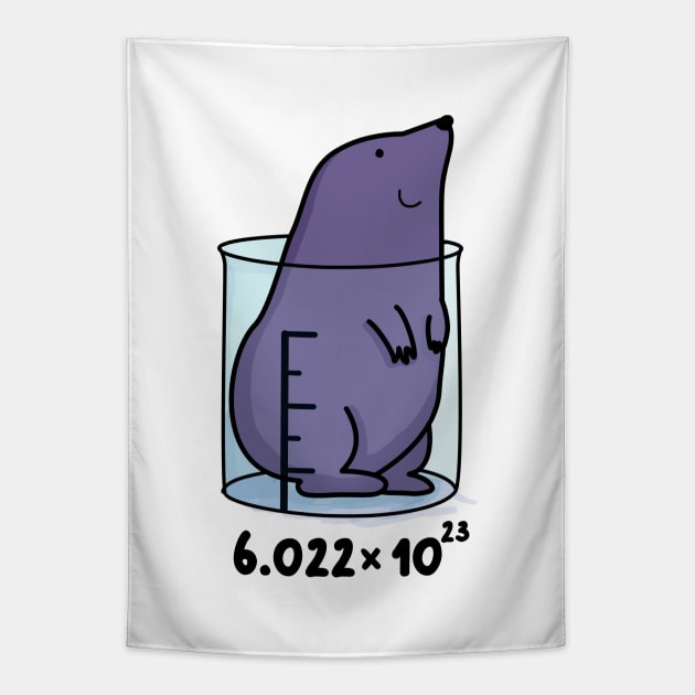 One Mole Cute Funny Chemistry Mole Tapestry by punnybone