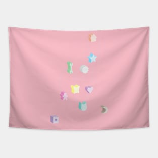 Kawaii Candy lolly all sorts in 3D Pastel Tapestry