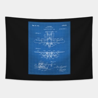 Seaplane Patent - Biplane Seaplane Art - Blueprint Tapestry