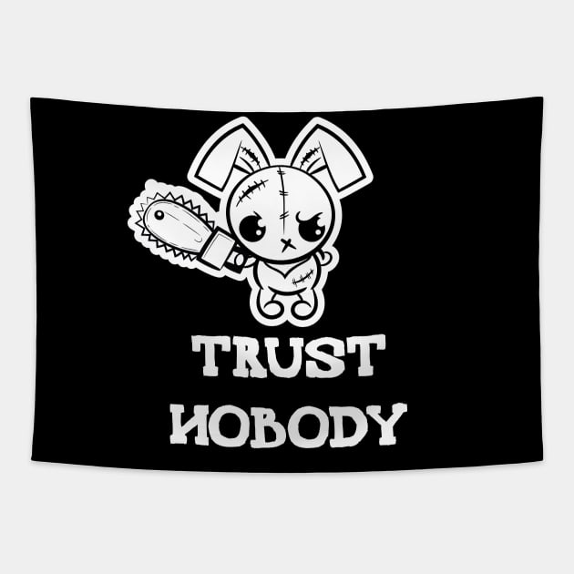 Trust Nobody Grumpy Voodoo Bunny Tapestry by ProjectX23Red