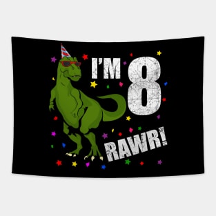 Bday Kids 8 Years Old Dinosaur Birthday Tapestry