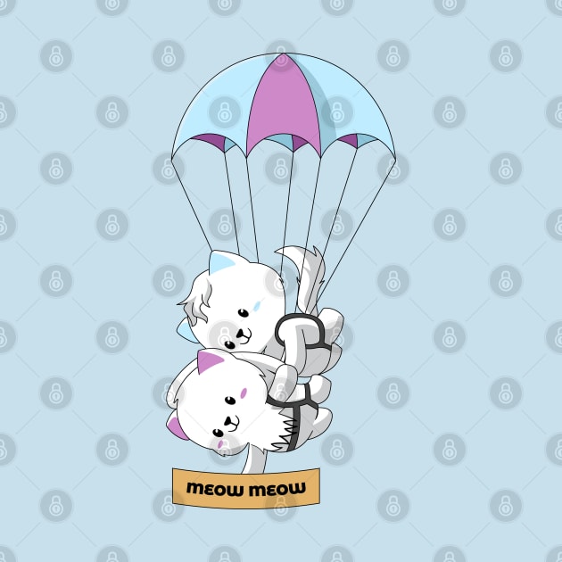 2 cute cats parachuting by Brainlight