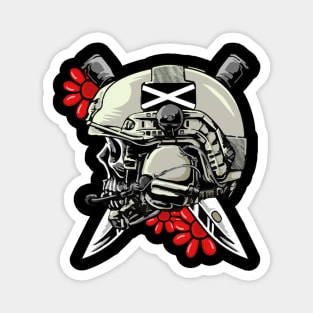 Task Force Doomer Helmet Skull With Red Daisy Flowers Forward Observation Group Cool Meme Design Pri Magnet