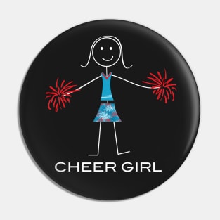 Funny Womens Cheer Girl Illustration Pin