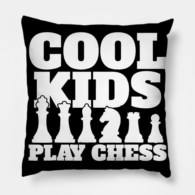 cool kids play Chess Pillow by brianarcher