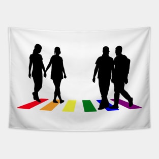 Rainbow Crossing (dark version) Tapestry