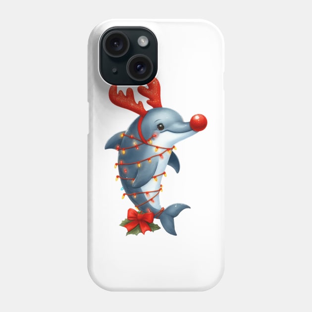 Christmas Red Nose Dolphin Phone Case by Chromatic Fusion Studio