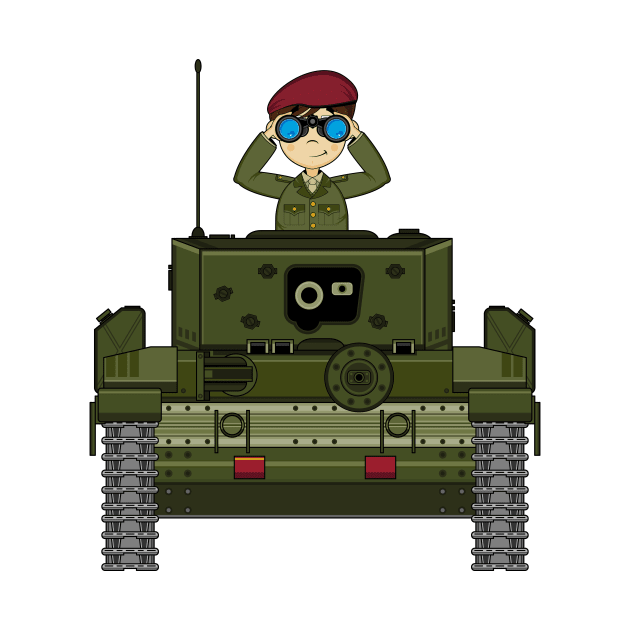 Cute Cartoon Army Soldier in Tank by markmurphycreative