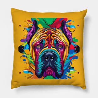 Boerboel Dog Colorful Watercolor Pillow