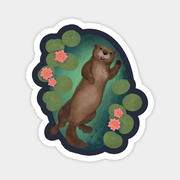 Swimming Otter Magnet by LauraGraves