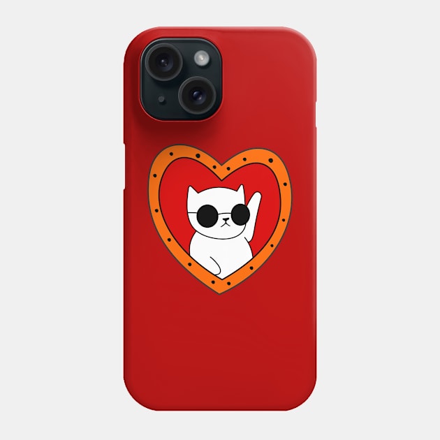 Heart and cat with glasses Phone Case by My Happy-Design