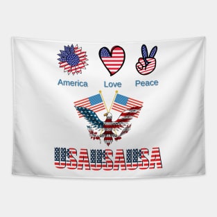 America USA Flag - America Love Peace Tapestry