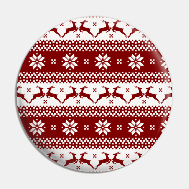 Dark Christmas Candy Apple Red Nordic Reindeer Stripe Pin by podartist