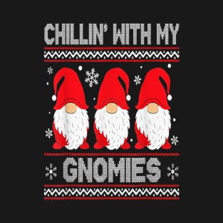 Chillin With My Gnomies Matching Family Christmas Gnome T-Shirt