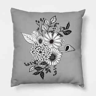 Wonderful flowers in black and white Pillow