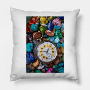 Old Pocket Watch On Polished Stones Pillow