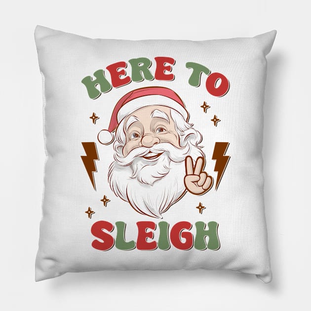 Here to Sleigh Pillow by MZeeDesigns