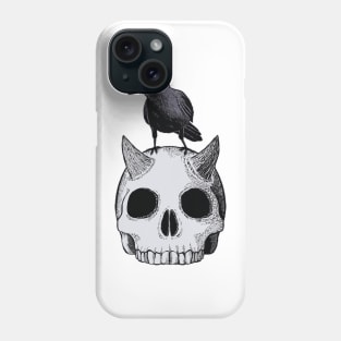 Crow Perched on a Demon Skull Phone Case