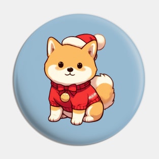Cute Christmas Shiba Santa Pin