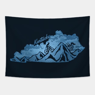 Kentucky Mountain Biking Blues State Outline Bike Lover Tapestry