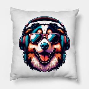 Tornjak Smiling DJ in Vibrant Japanese Art Style Pillow