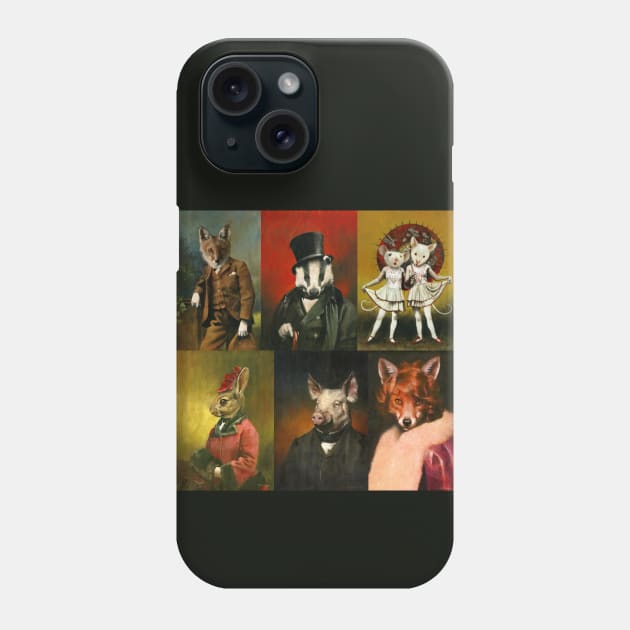 Vintage Animals In Clothes Phone Case by mictomart