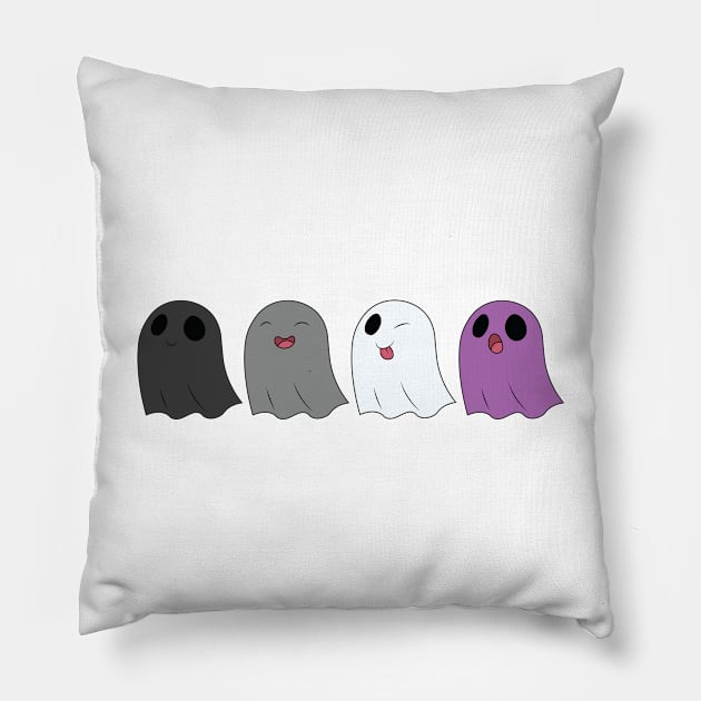 Asexual Pride Ghosts Pillow by Jaimie McCaw