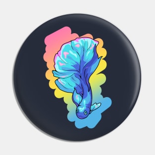 Colorful Fish with back. Blue and pink. Pin