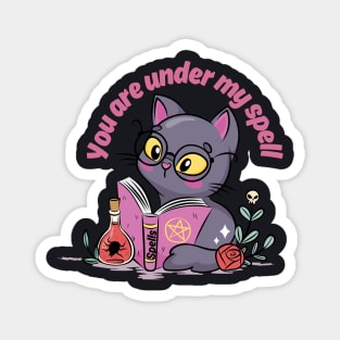 Witch Cat with spell book Magnet