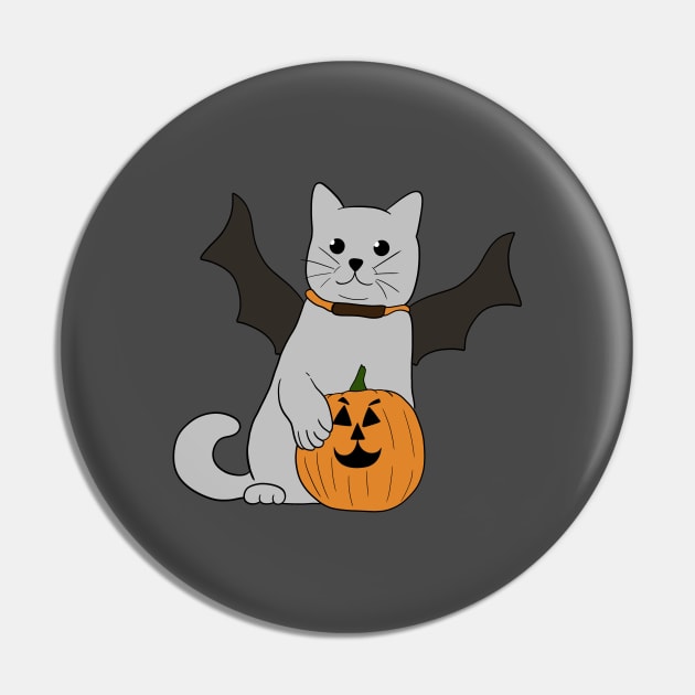 Pumpkin Ghost Cat Pin by Rishirt