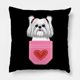 Fluffy Cute Crusty White Dog of Maltese Shih Tzu Pillow