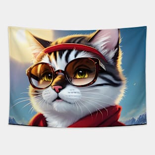 Cat in the snow - Modern digital art Tapestry